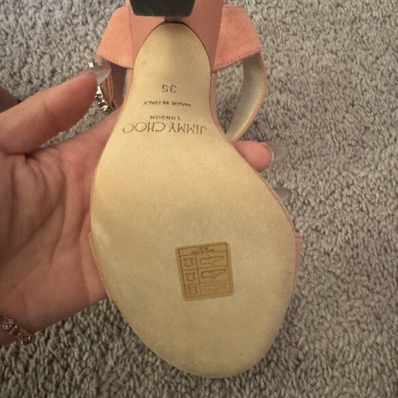 Jimmy Choo Suede Heels with Rhinestone Buckle - Picture 3 of 11
